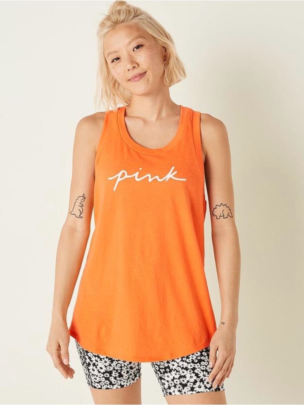Pink Victoria's Secret PINK Orange Logo Tank
